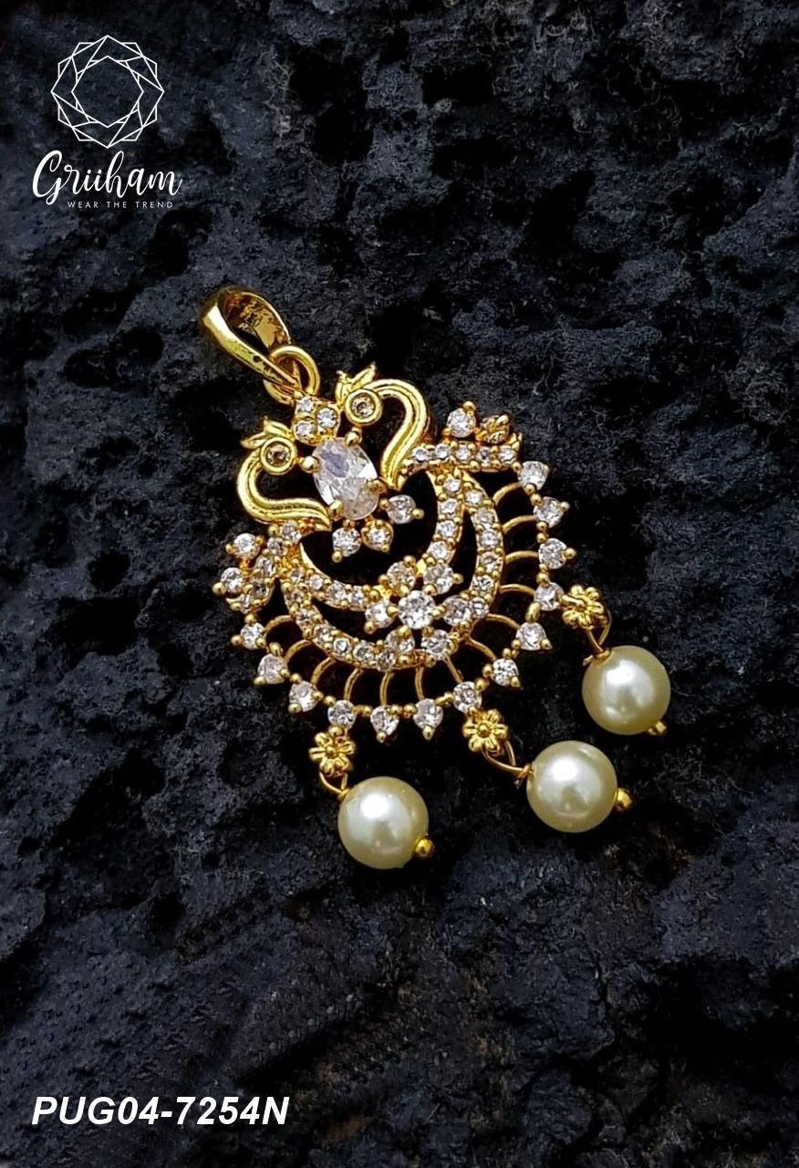 Gold plated CZ with Ruby Studded Pendant set 7254N