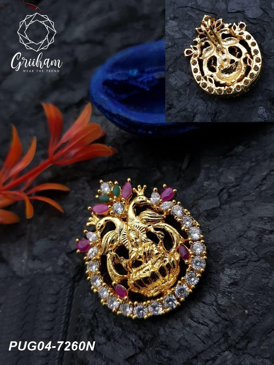 Gold plated CZ with Ruby Studded Pendant set 7260N