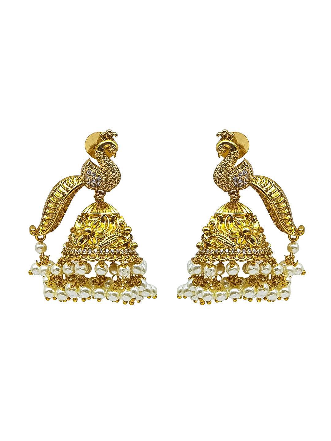 Gold plated Classic design Jhumka Earrings - Griiham