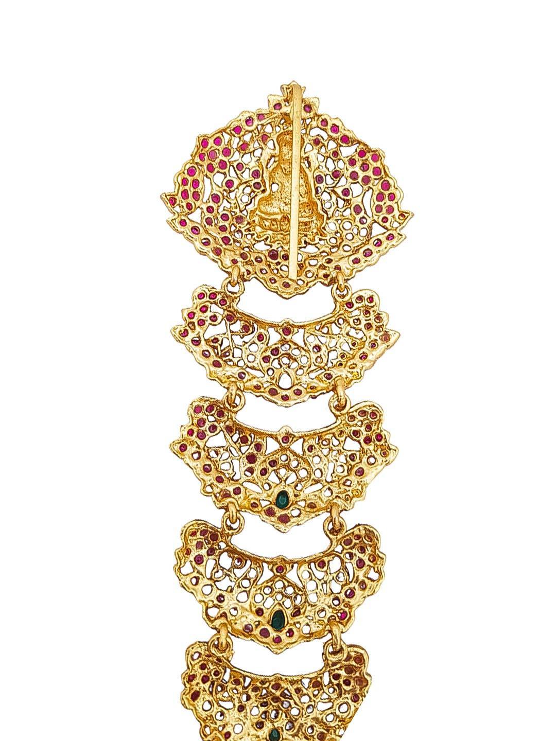 Gold plated Ruby Faux stone studded Hair Jada Hair Clip - Griiham