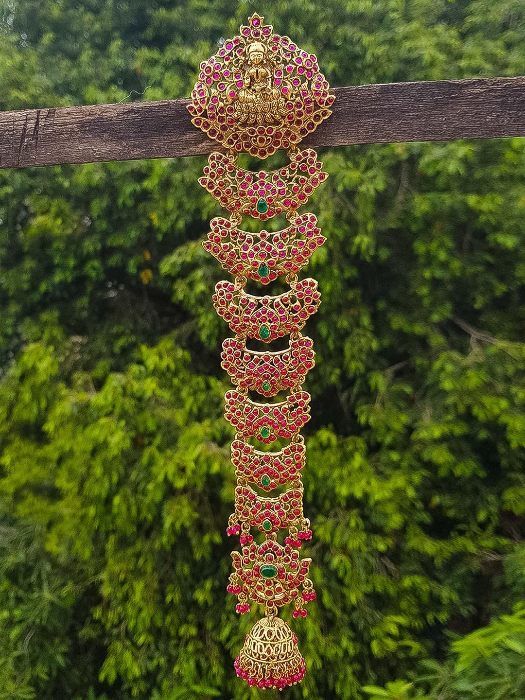 Gold plated Ruby Faux stone studded Hair Jada Hair Clip
