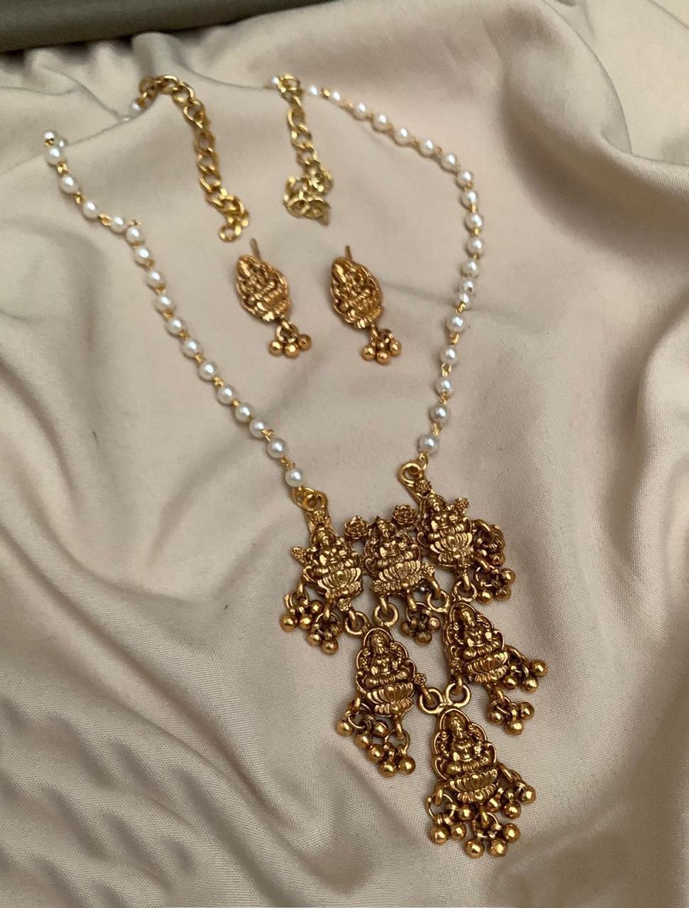 Gold plated Ruby Red colored stone Necklace Set - Griiham