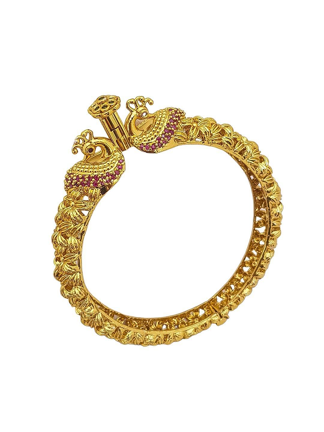 Gold plated Ruby bangle with Peacock bangle/Kada (single piece) 17524B