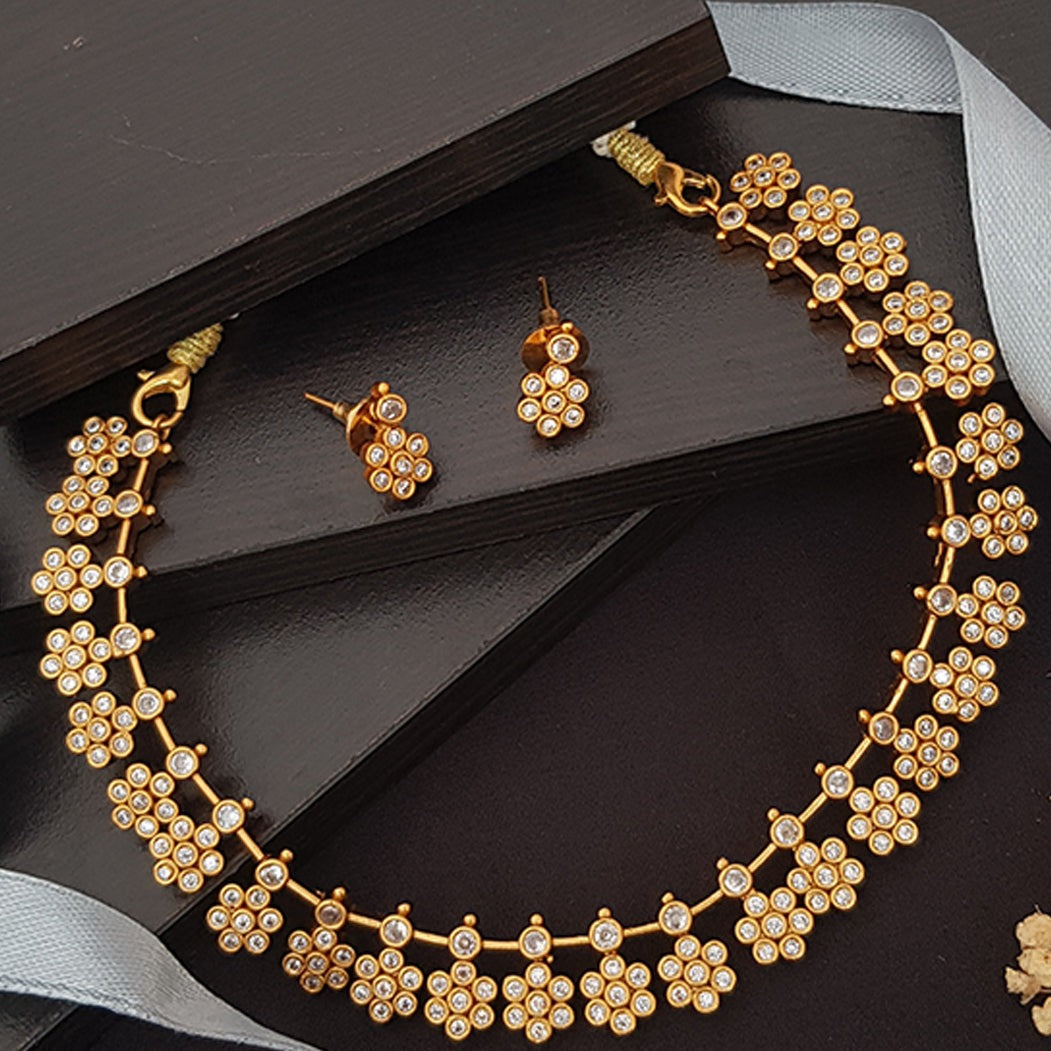 Gold plated design designer Necklace with cz stone star motif Necklace 13319N