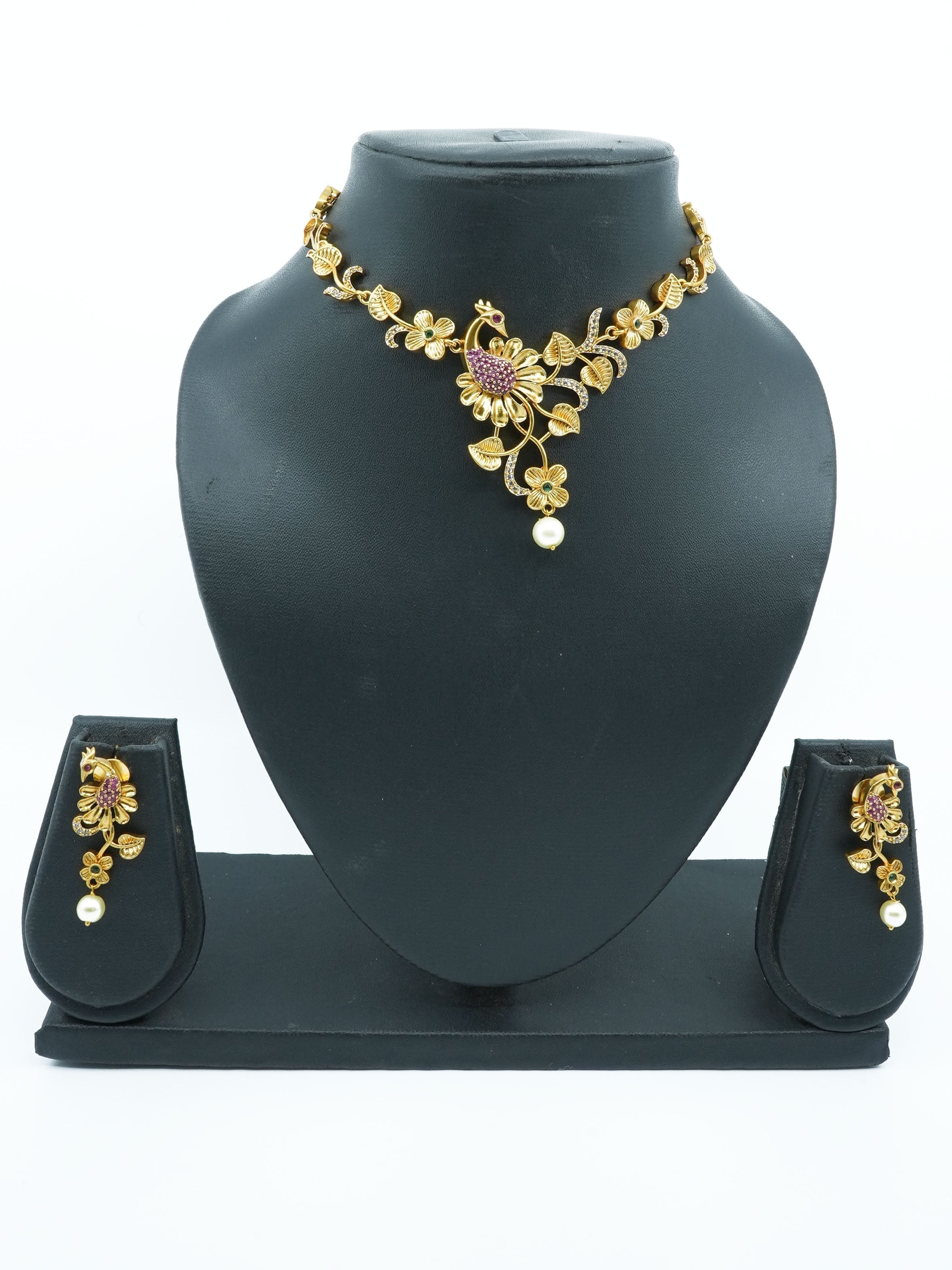 Gold plated design designer Necklace with pearls antique Necklace 10655N-1