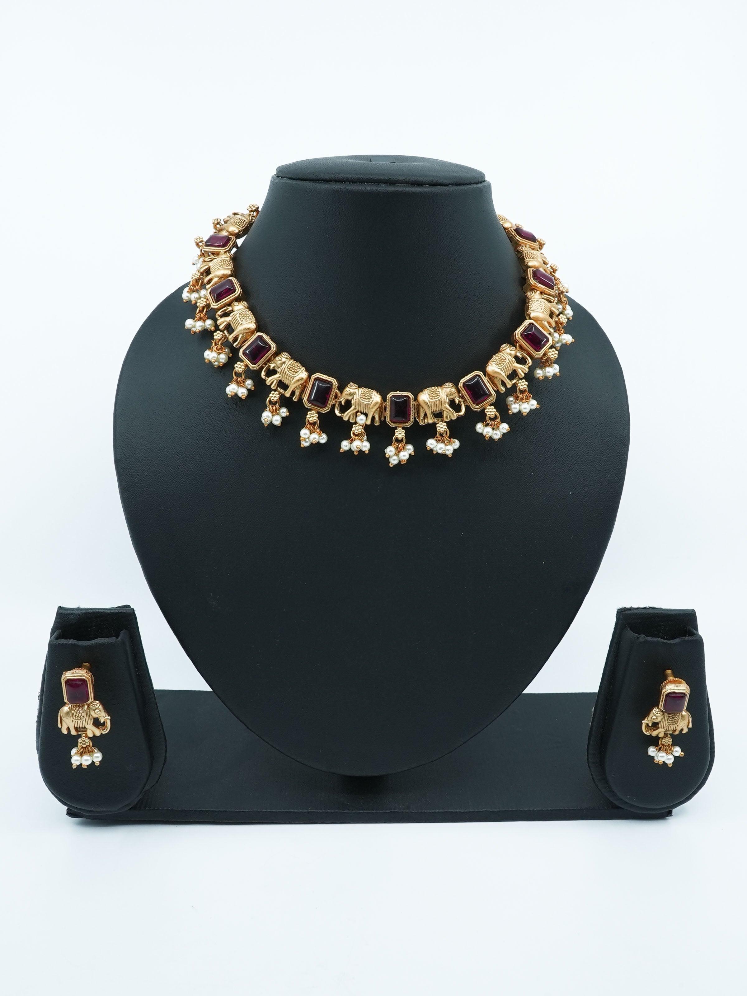 Gold plated designer Necklace with pearls antique Necklace 11563N - Griiham