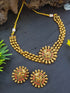 Gold plated peacock motif choker Necklace set 13547N
