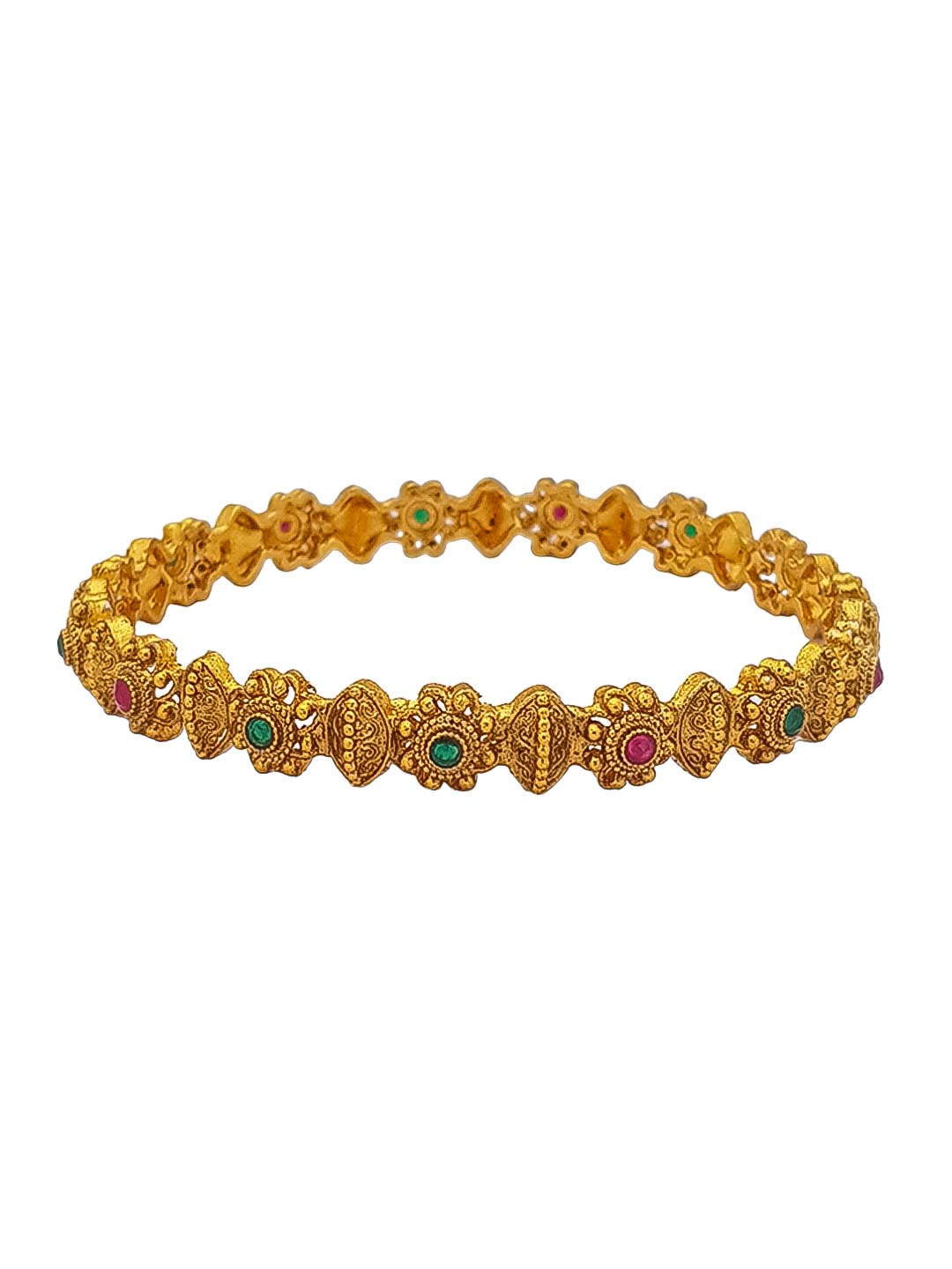 Gold plating Multicolor stone set of 4 bangles 17350C