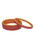 Gold plating Red color stone set of 4 bangles 17339A