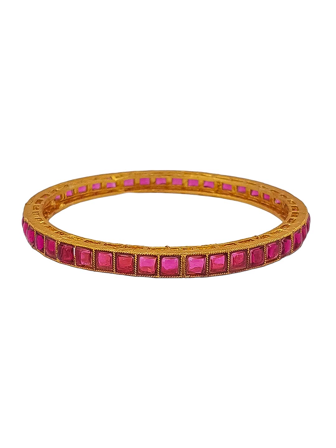 Gold plating Red color stone set of 4 bangles 17339A