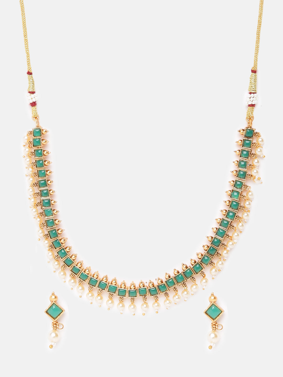 Green Cz stone Simple Necklace 4981N-1