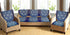 Griiham Geometric Coffee Blue Sofa Cover for 5 Seater Sofa - (3+1+1) 90% Cotton 10% Polyster AT18