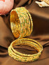 Guaranteed Gold Plated Bangles Set of 12 bangles with green white cz stones 10317A - Griiham