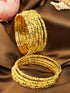 Guaranteed Gold Plated Bangles Set of 12 bangles with green white cz stones 10317A