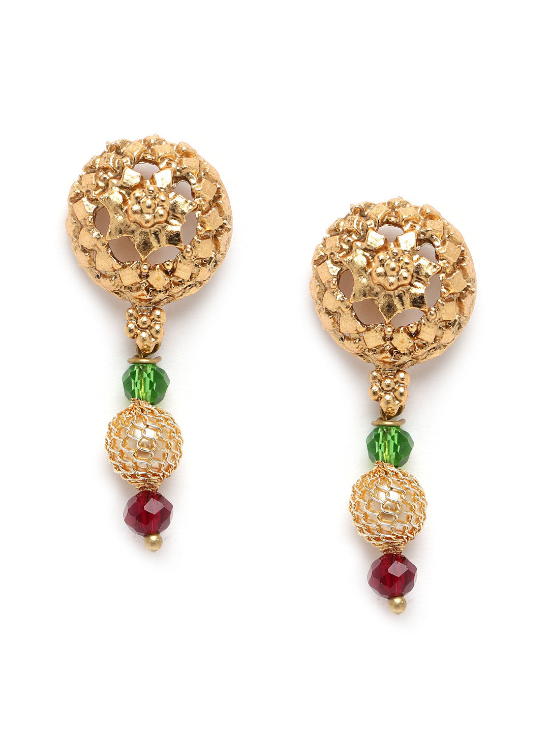 Gundumala Elegant Premeium Gold Finish Designer Multicolor stones Necklace Set 22229N