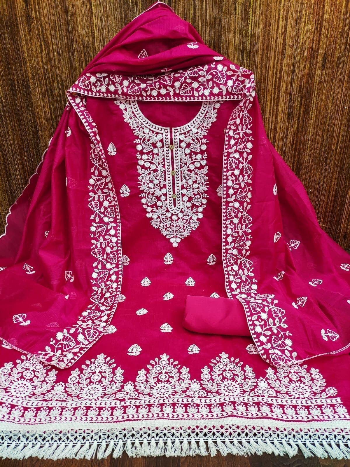 HEAVY CHANDERI EMBROIDERY Dress material Suit For Women 16482N - Griiham