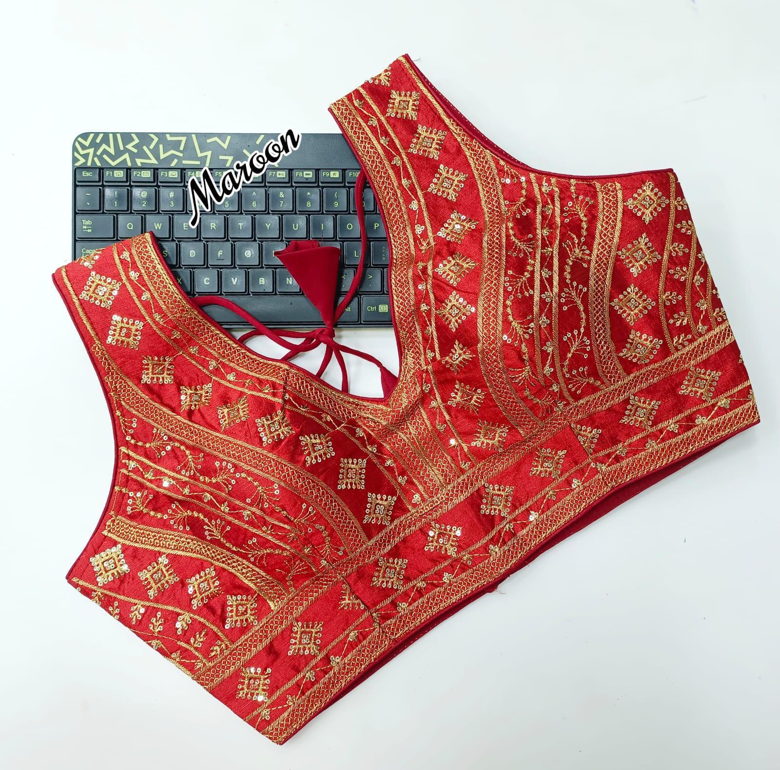 HeavyThread zari With Sequence Embroidery Work Blouse 16956N - Griiham