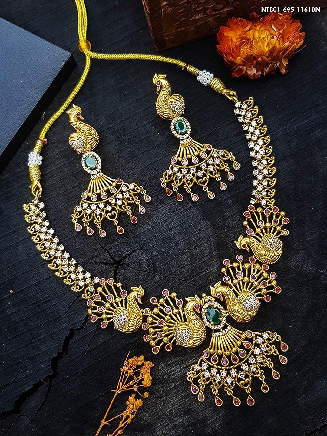 High Premium Gold plated designer Necklace with Multicolor antique Necklace - Griiham