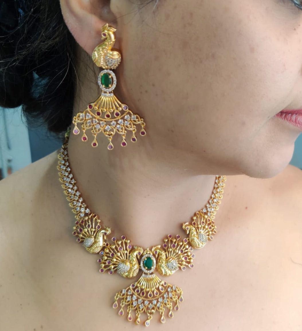 High Premium Gold plated designer Necklace with Multicolor antique Necklace
