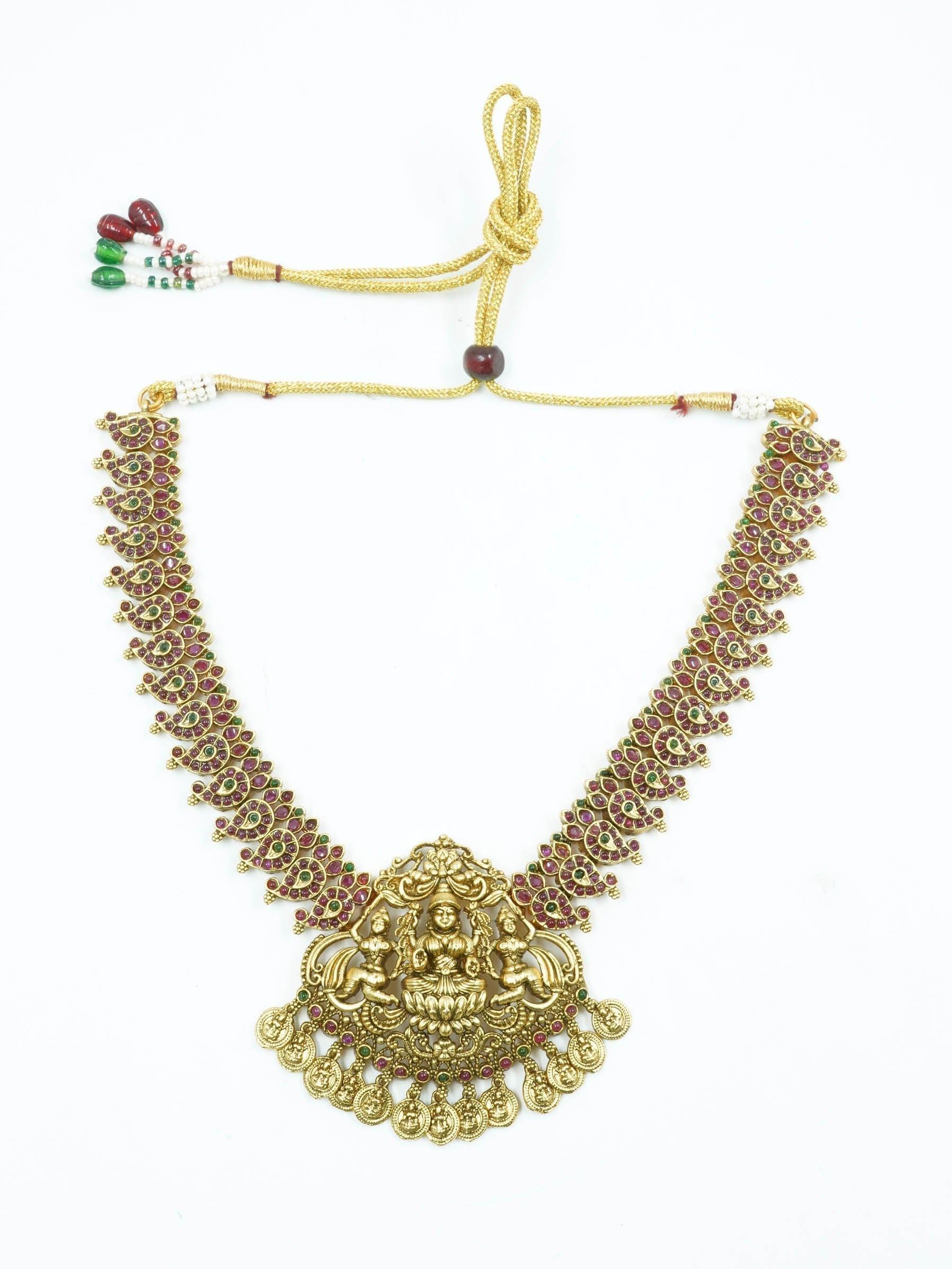 High Premium Gold plated designer Necklace with Multicolor kempu Stones 12000n - Griiham