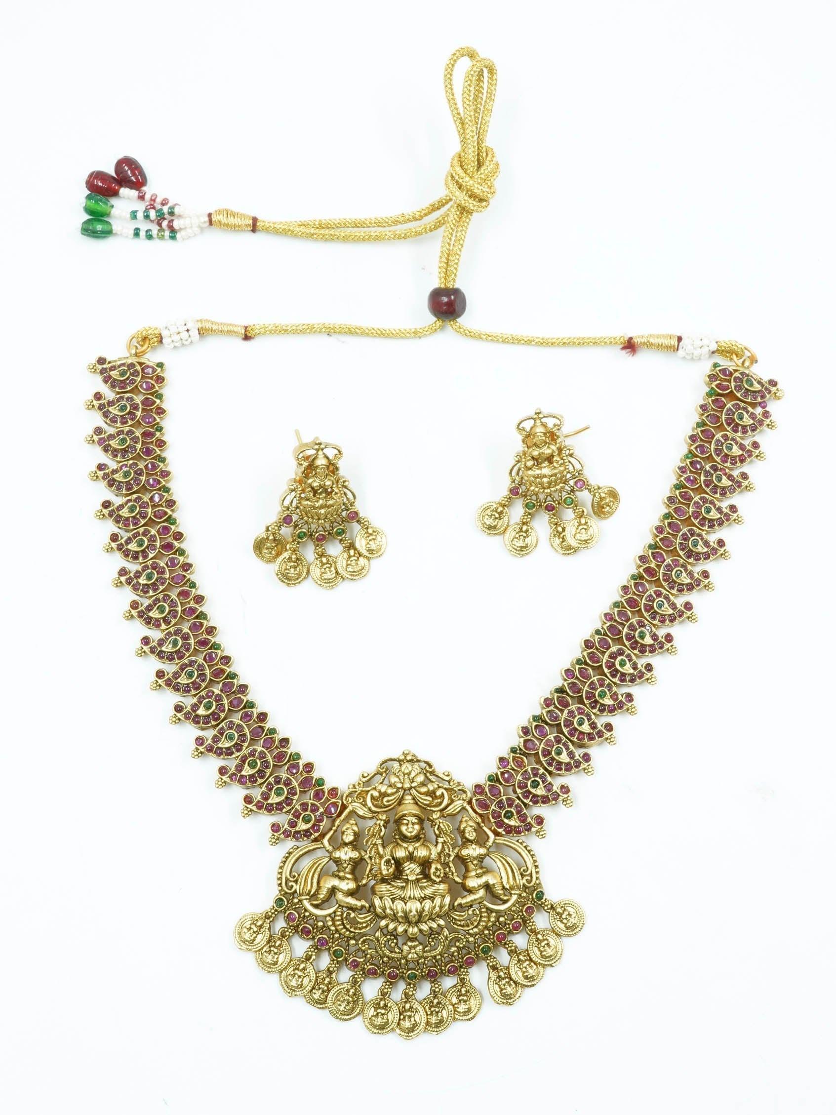 High Premium Gold plated designer Necklace with Multicolor kempu Stones 12000n - Griiham