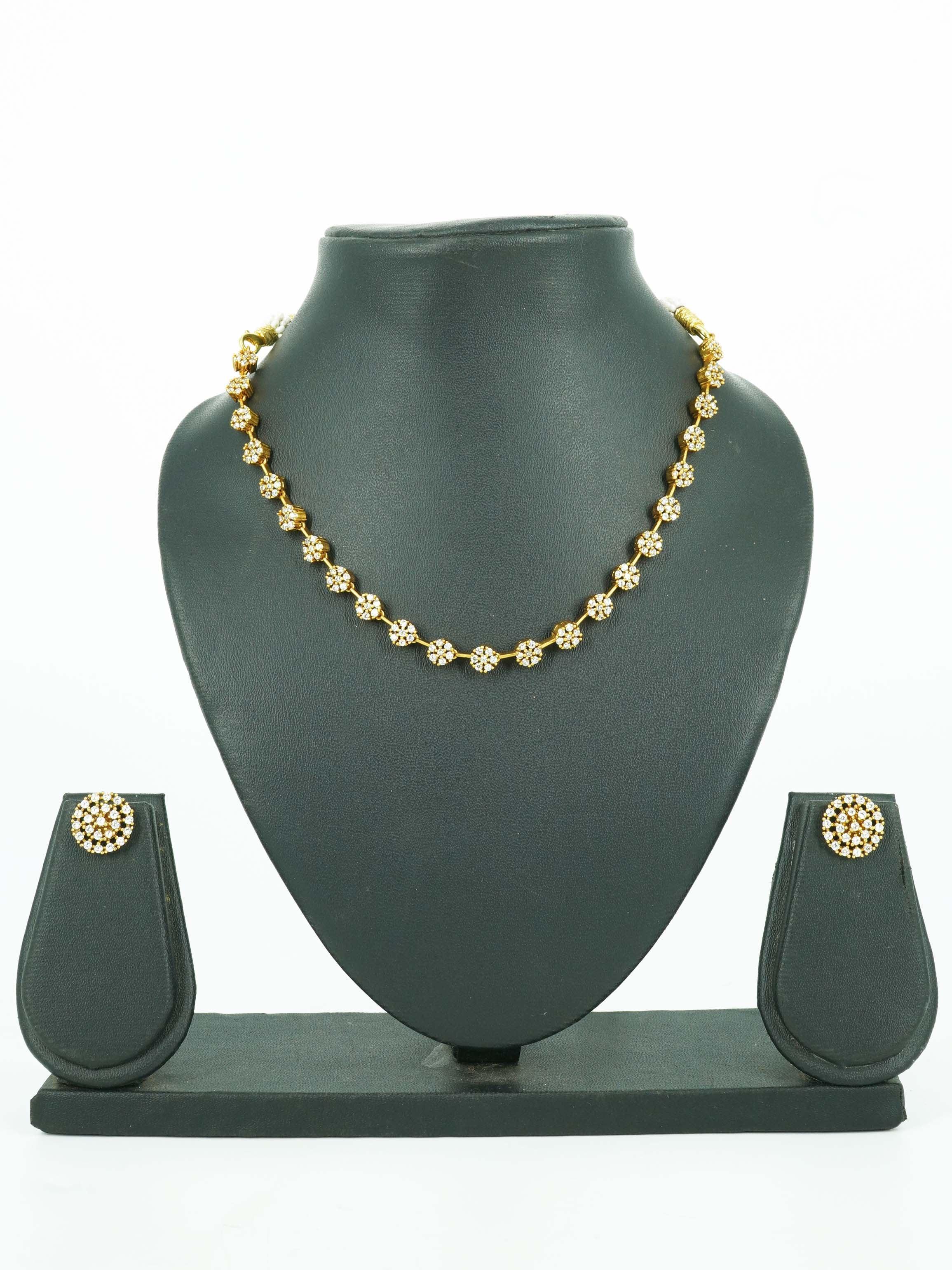 High Premium Gold plated designer Necklace with cz stone 22282n - Griiham