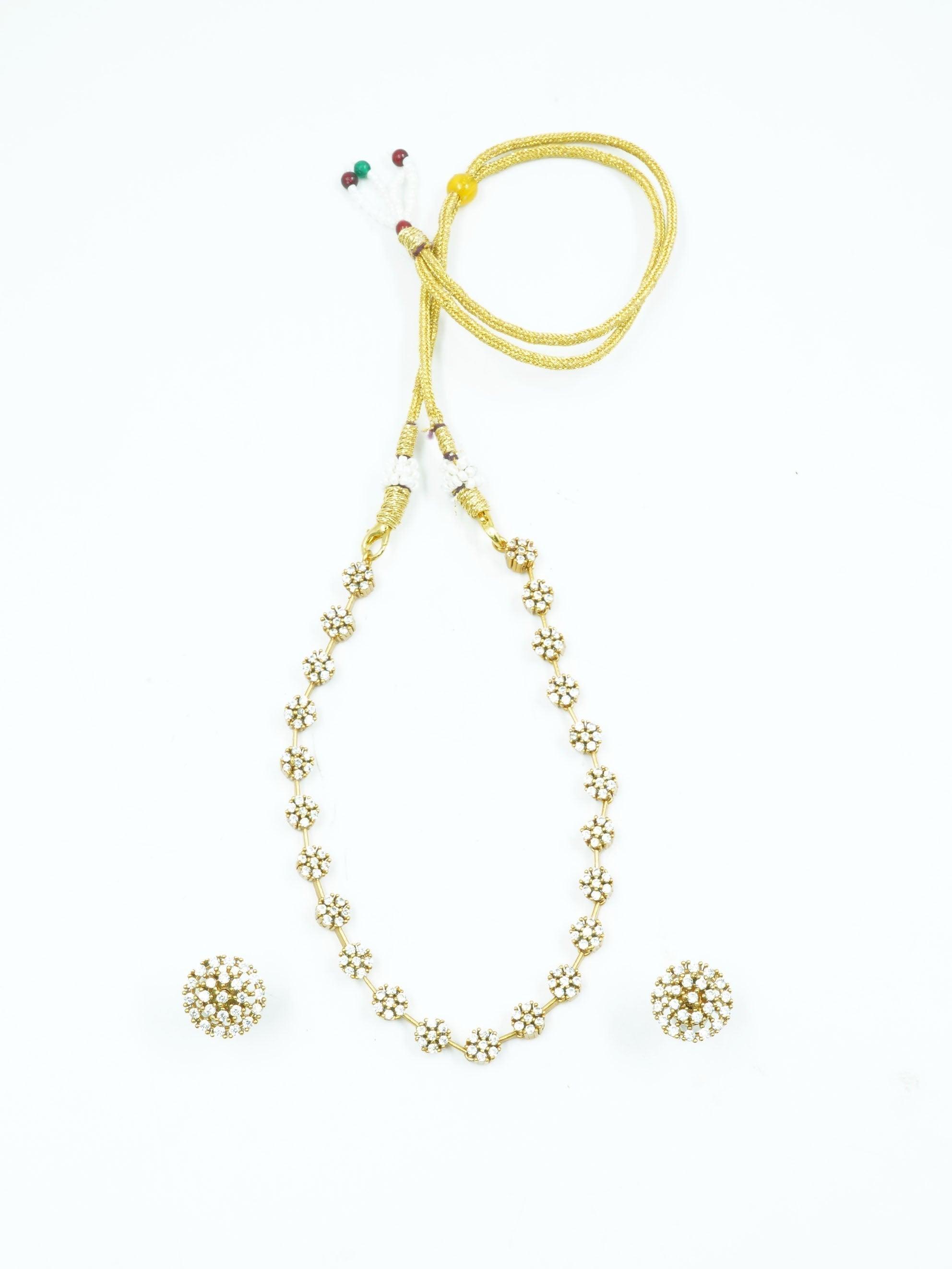 High Premium Gold plated designer Necklace with cz stone 22282n - Griiham