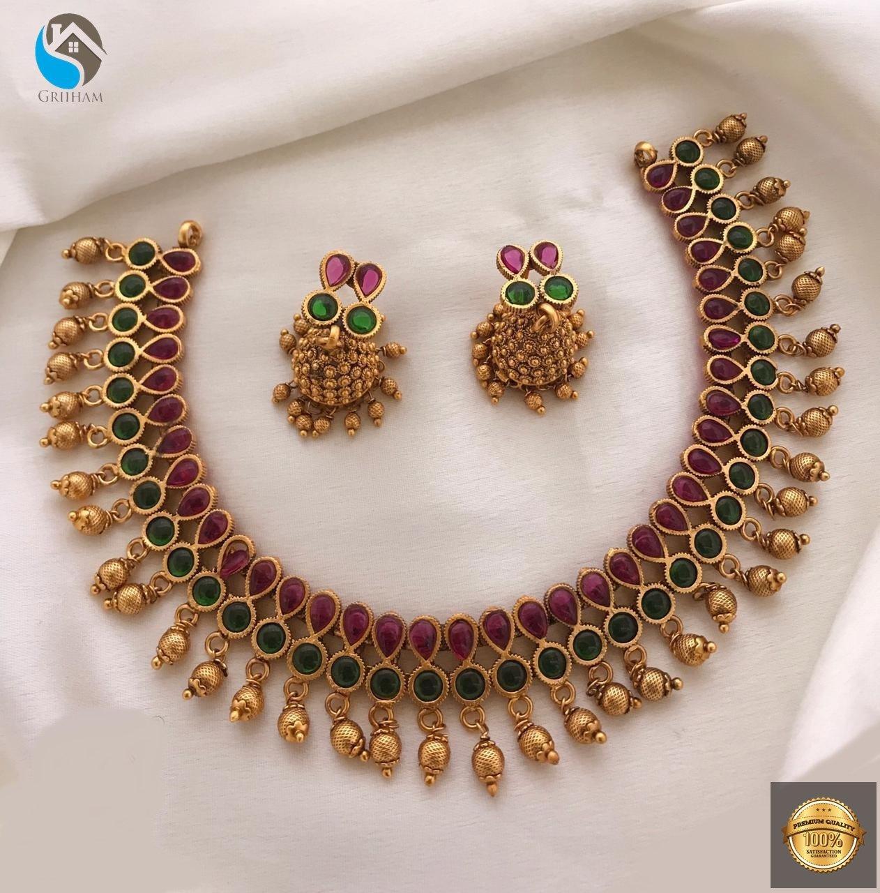High quality Kemp stone short Necklace set 5019N