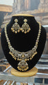 Gold Plated Premium Temple Design CZ long Haram Necklace Set