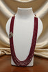 Maroon/ Green Batti stones semi precious stones 24 inches necklace set
