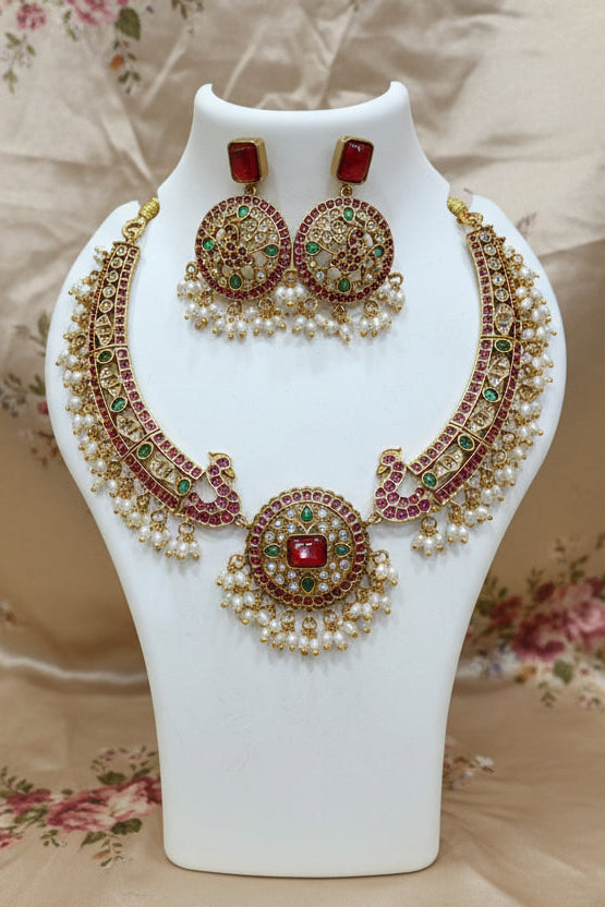 Gold Plated Medium Antique Necklace Set