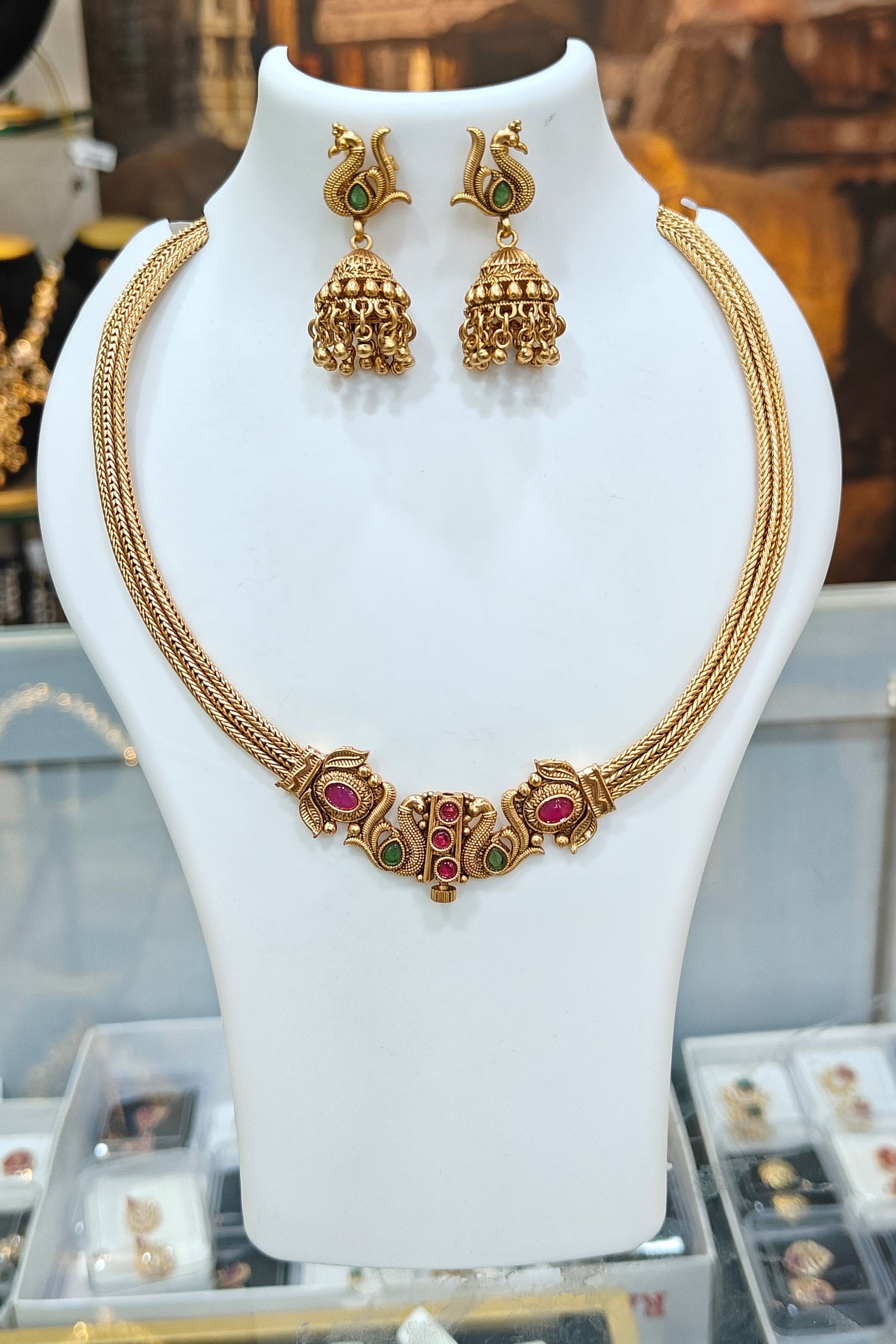 Gold Plated Hasli Design Necklace Set