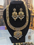 Premium Gold Plated Long CZ Temple Necklace Set