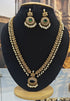 Premium Gold Plated Long CZ Temple Necklace Set