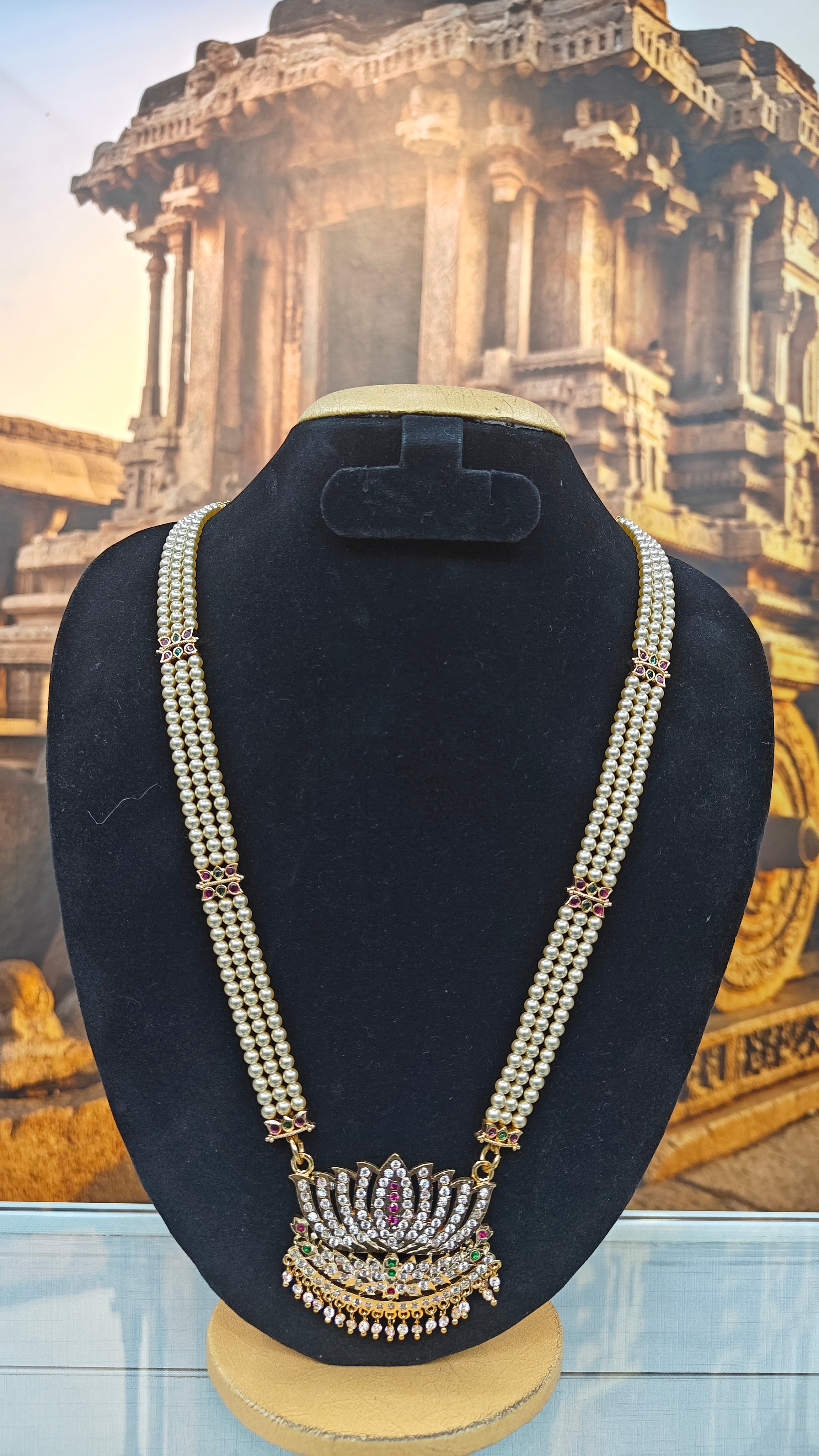 Panchaloha pearl chain 30 inches with adige pendant