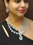 Silver plated/White Gold Plated Premum Neon blue Pastel CZ Necklace set