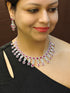 White Gold Plated Premium Sayara Collection Drop Short Necklace Set