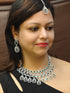 Silver plated/White Gold Plated Premum Bridal Layered CZ Choker set with Maang Tikka