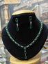 Premium Green Stones CZ Choker Necklace Set  0825