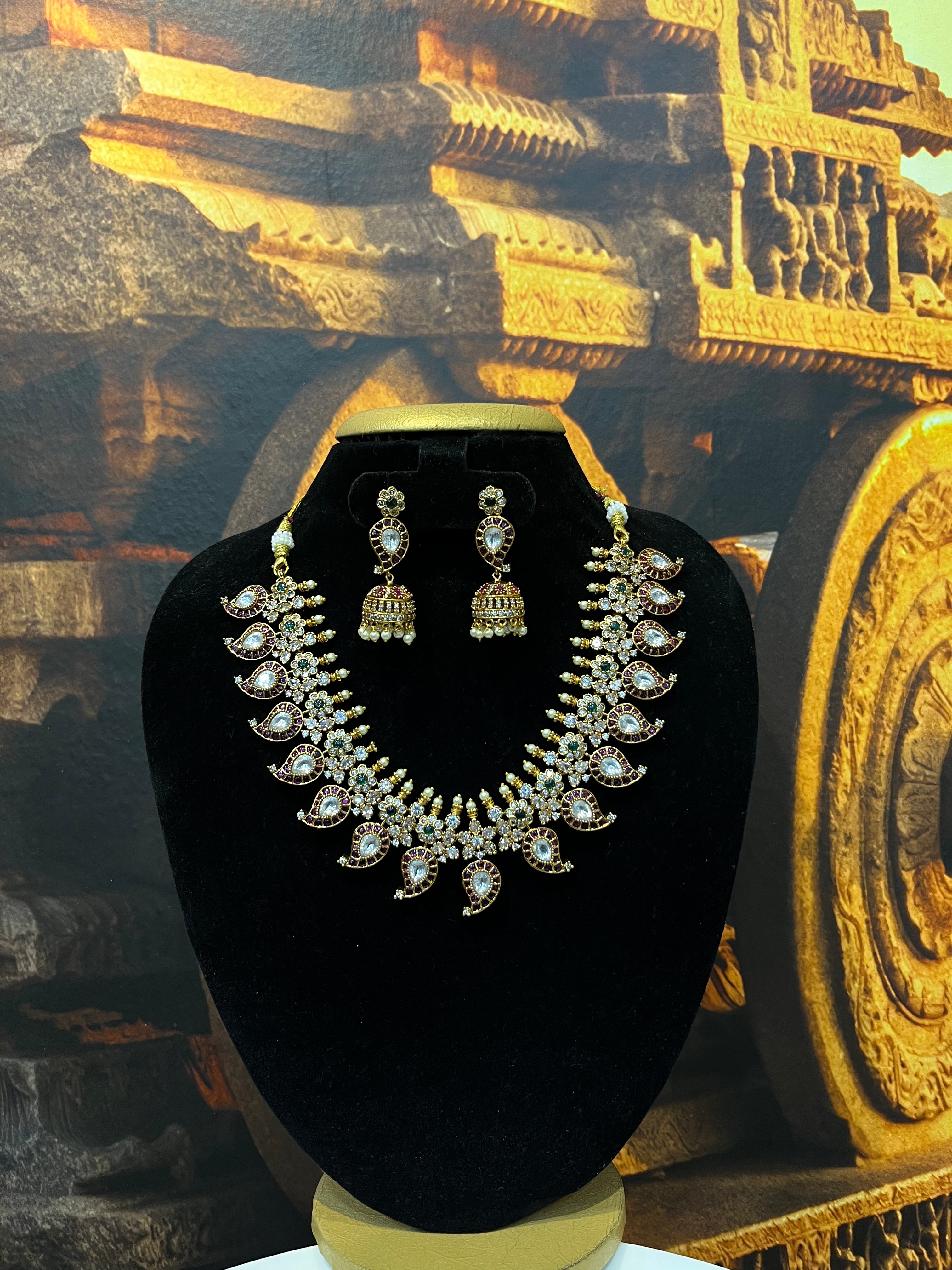 Gold Plated Classic Kundan Jadau Short Necklace Set