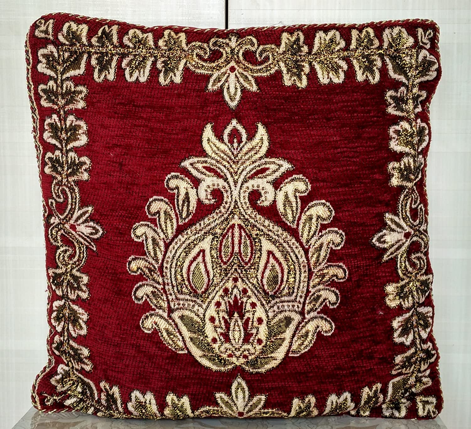 Jaquard red Cushion Cover 1 pc