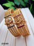 Jeeva Collection High quality New Introduction Stone Studded Lakshmi Broad Set of 2 Bangles B2AB10-324-1768A