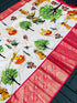Kalamkari butter Semi-crepe silk soft With heavy viscos jari boder saree 17469n - Griiham