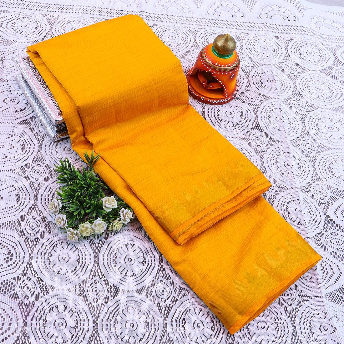 Kanchipuram Mysore Raw Semi-silk saree with Medium temple Border 14562N