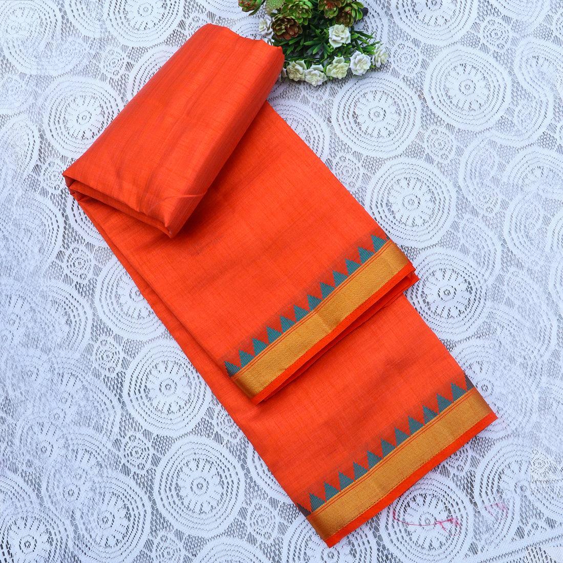 Kanchipuram Mysore Raw Semi-silk saree with small temple Border 14541N