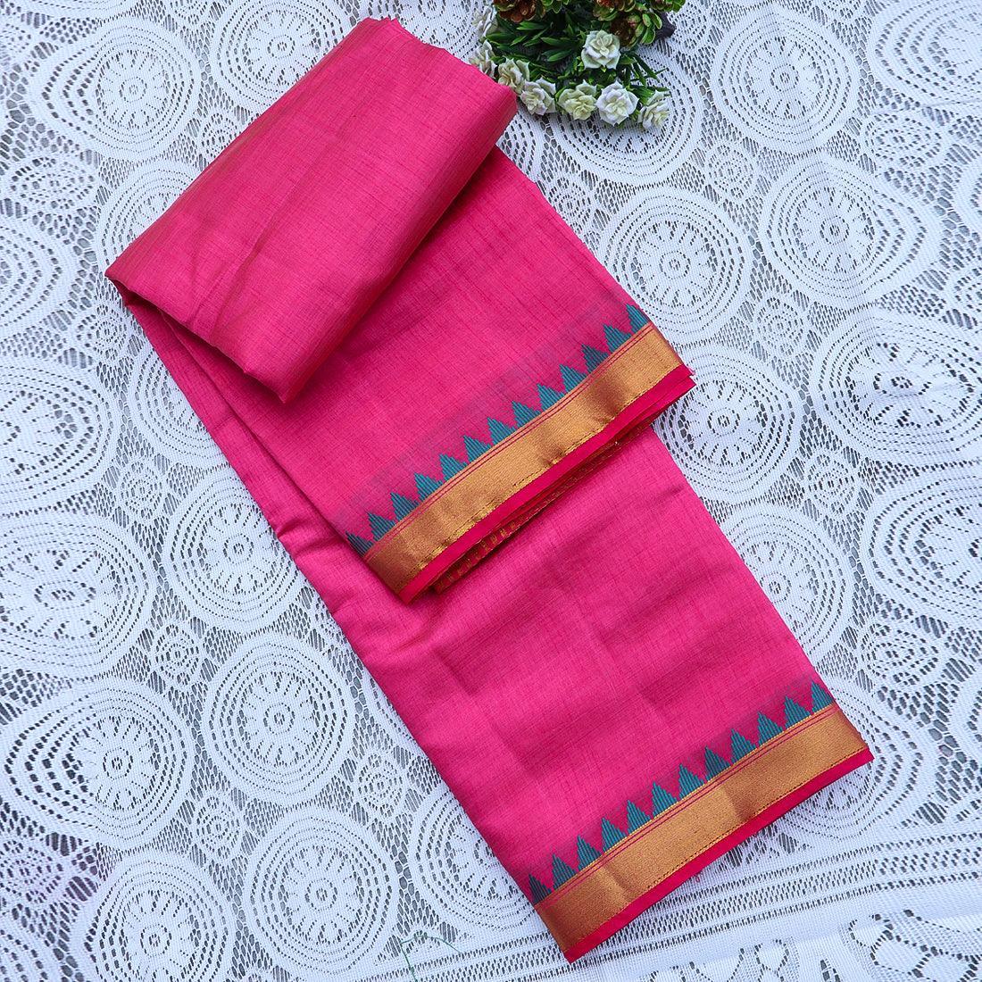 Kanchipuram Mysore Raw Semi-silk saree with small temple Border 14541N