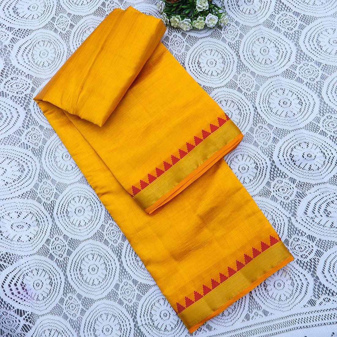 Kanchipuram Mysore Raw Semi-silk saree with small temple Border 14541N - Griiham
