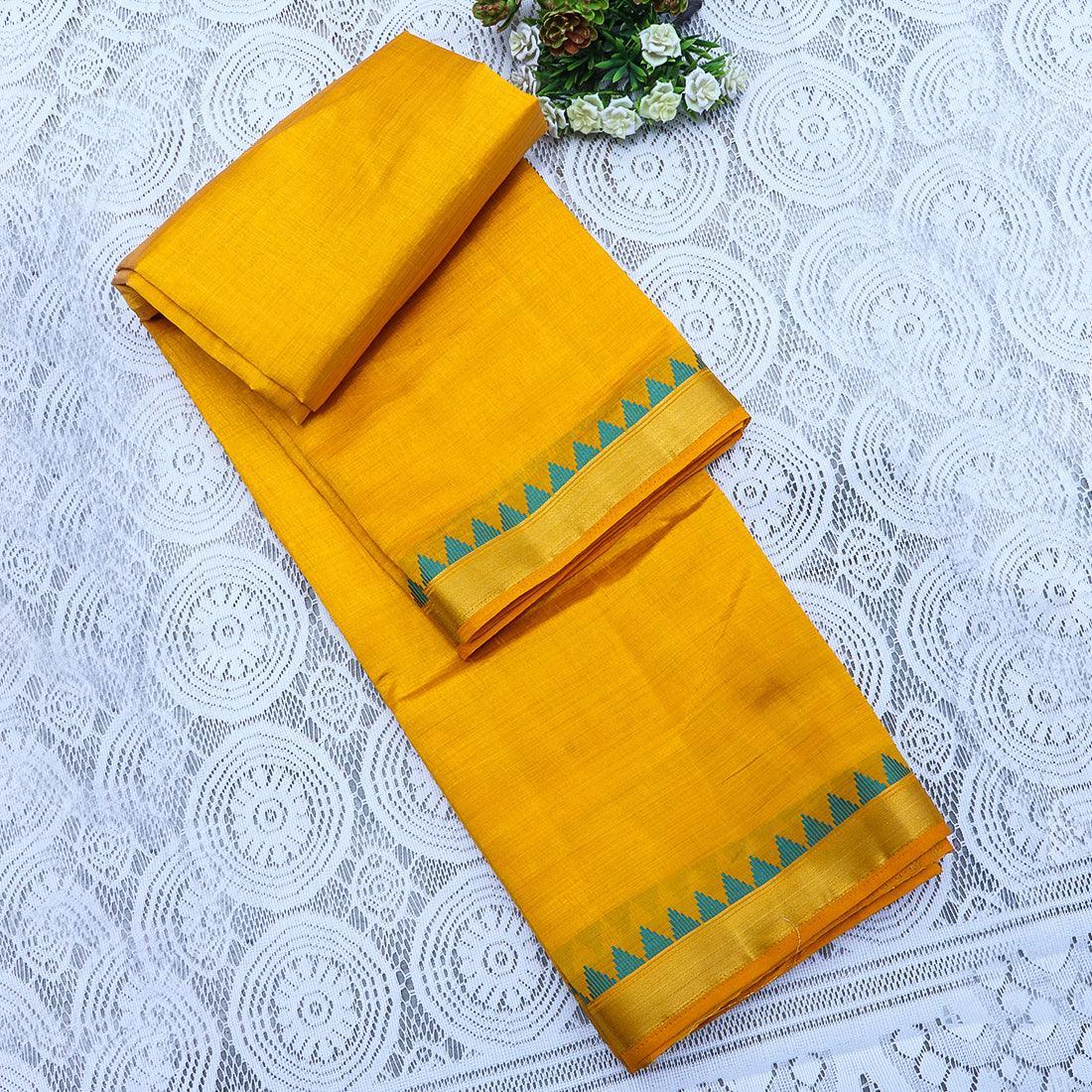 Kanchipuram Mysore Raw Semi-silk saree with small temple Border 14541N