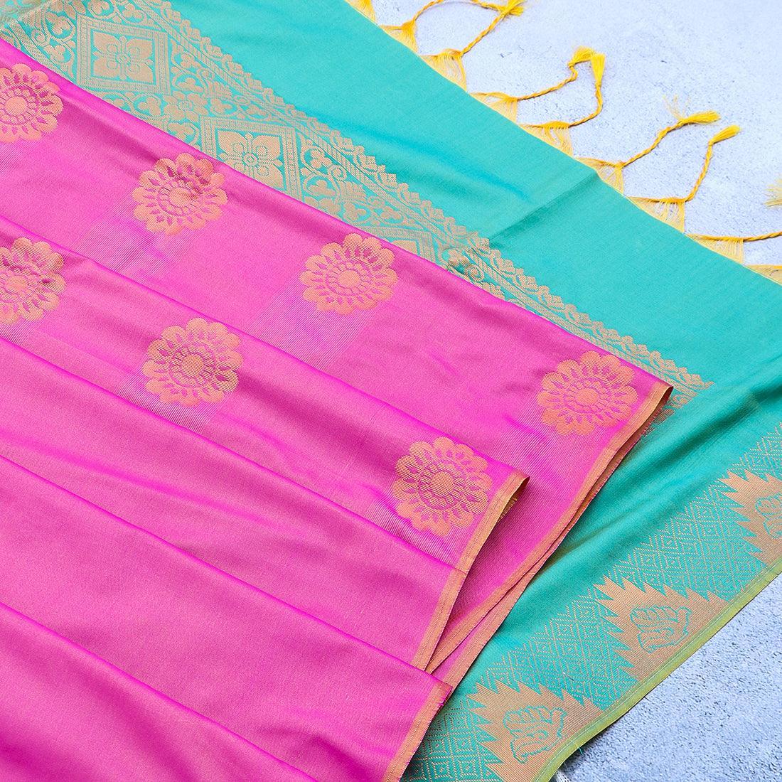 Kanchipuram Mysore Semi-silk saree Borderless 14586N