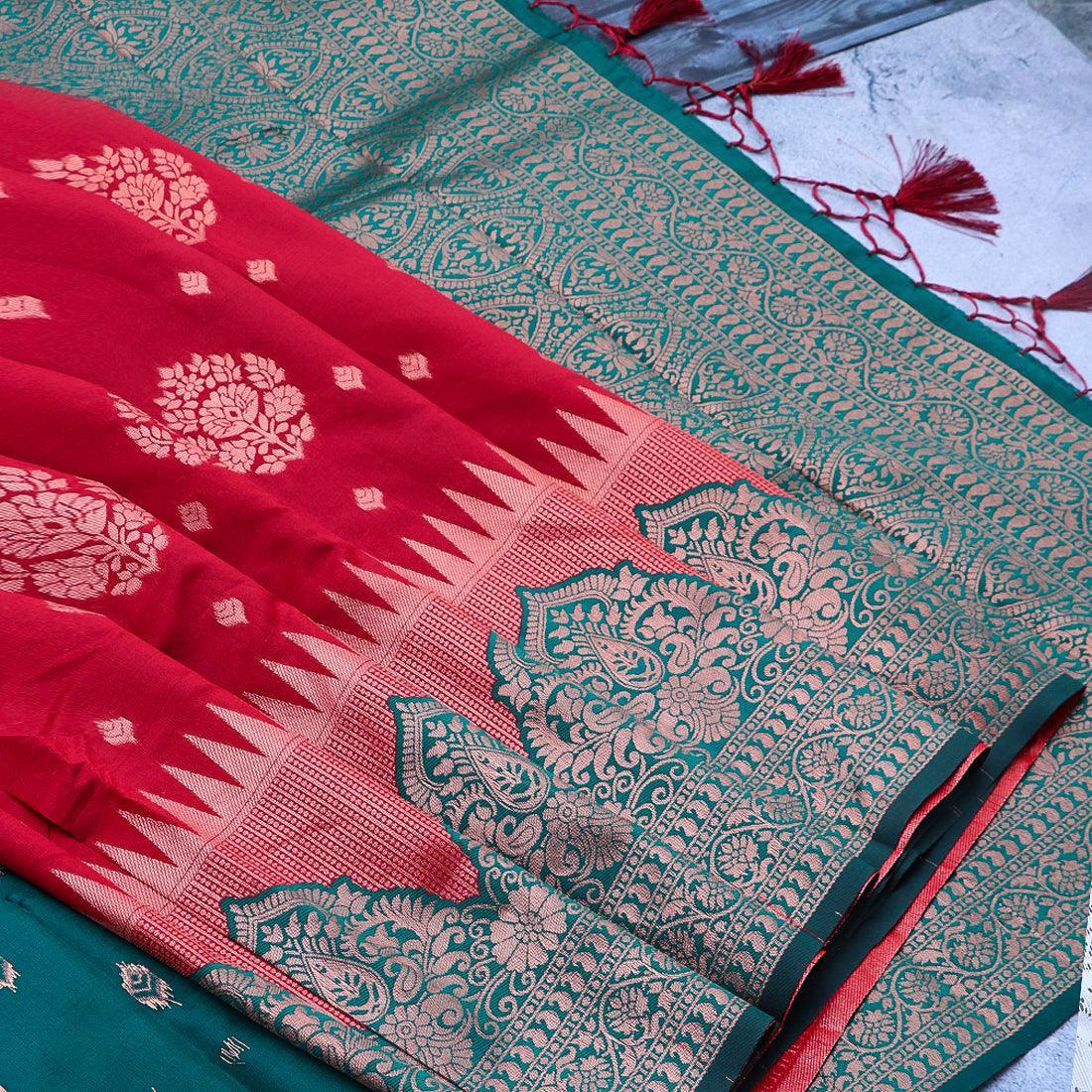 Kanchipuram Mysore Semi-silk saree with Medium temple Border 14584N - Griiham